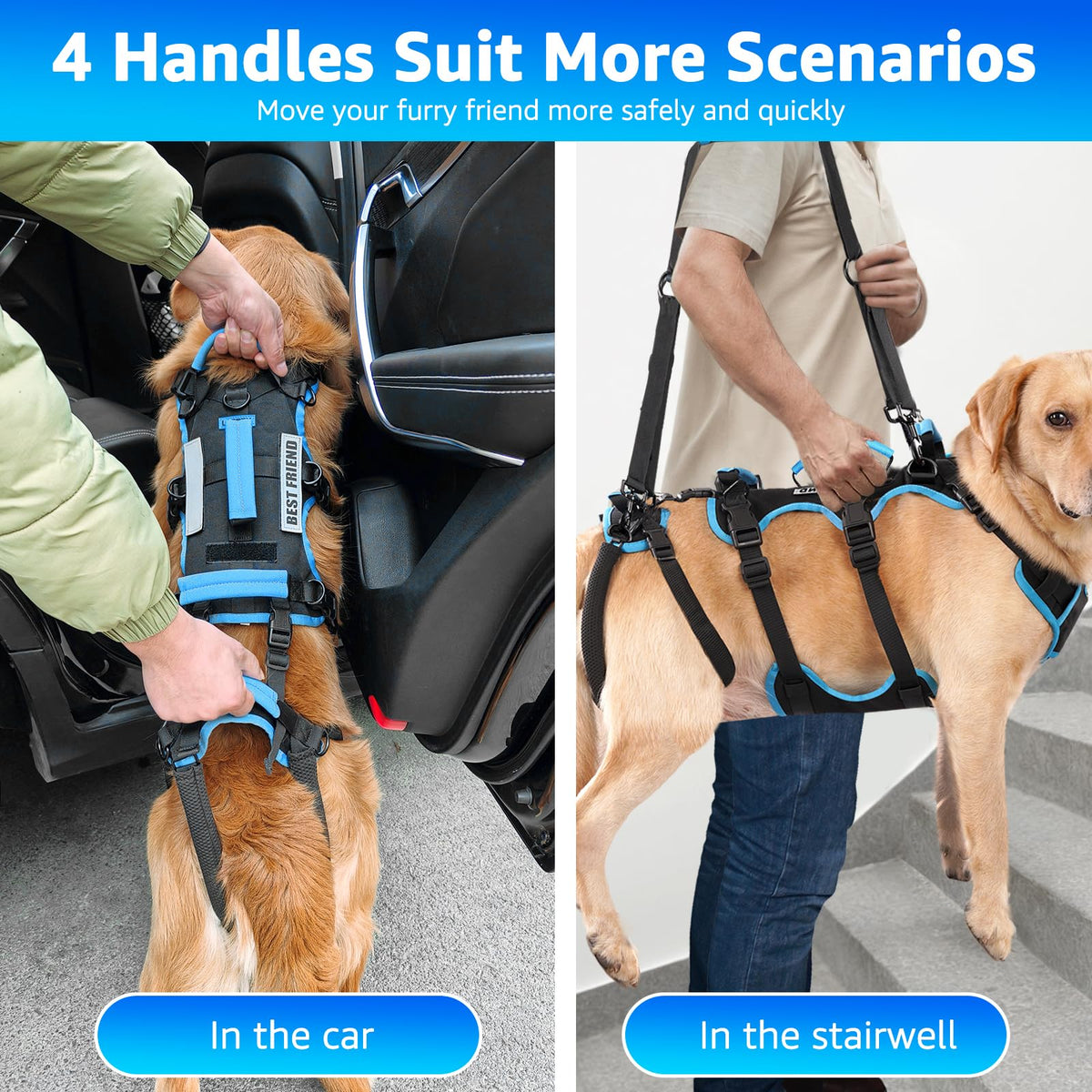 Dog Lift Harness for Large Male Dogs (X-Large / Black)