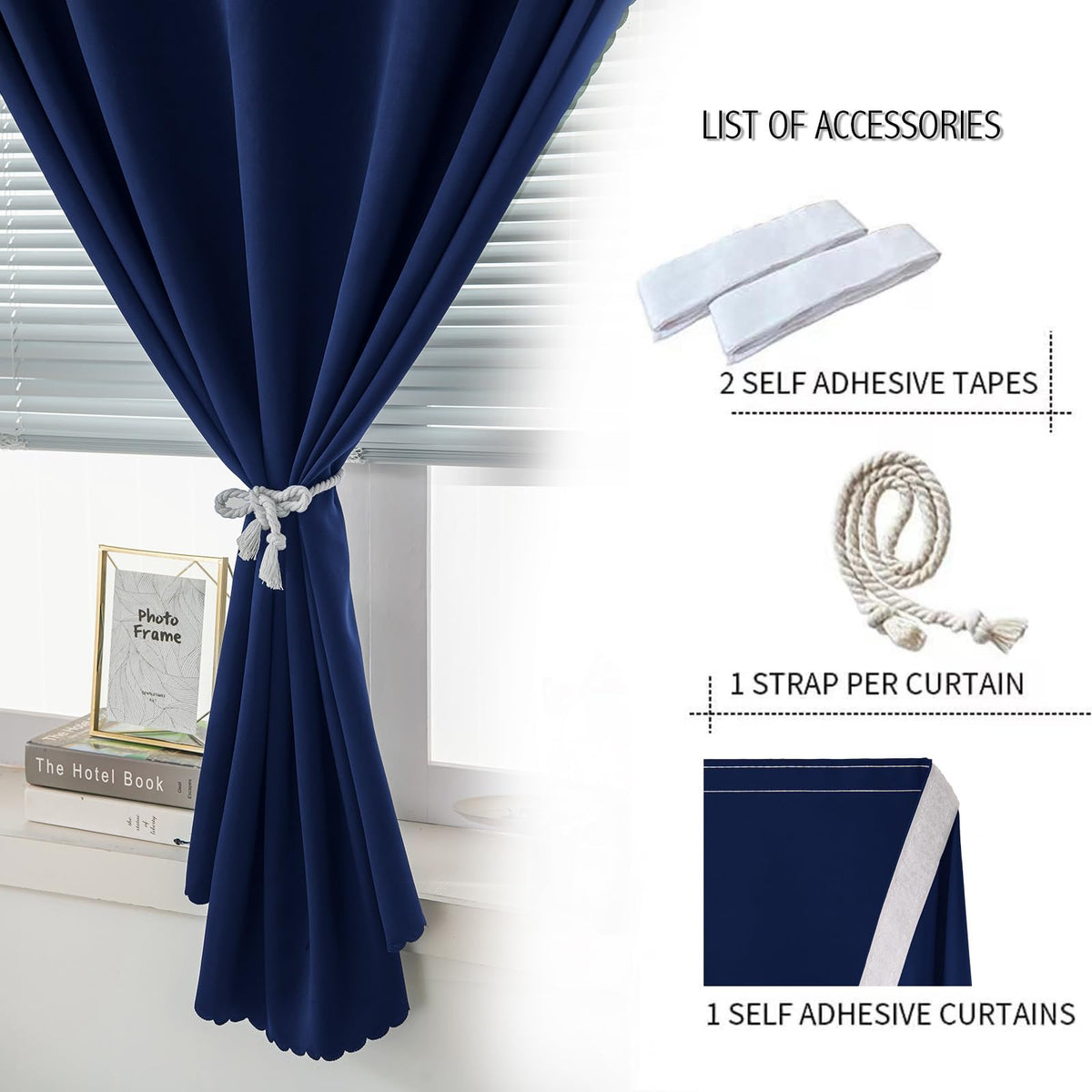 Portable Light Blocking Curtains Self (71"W x 84"L (Pack of 1) / Navy Blue)