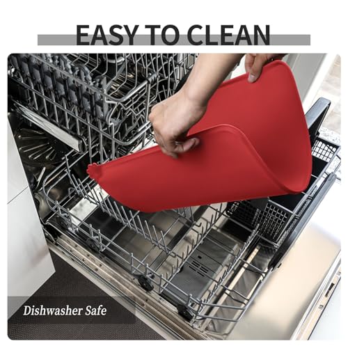 Silicone Pet Feeding Mat (Red / 22" x 14")