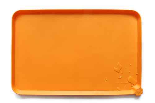 L Silicone Non Slip Pet Dog Cat Bowl Mats (22" x 14" / Orange)