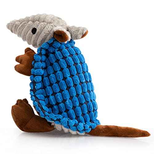 Armadillo Squeaky Puppy Dog Toys for Small Medium Dogs (8 IN / Blue)