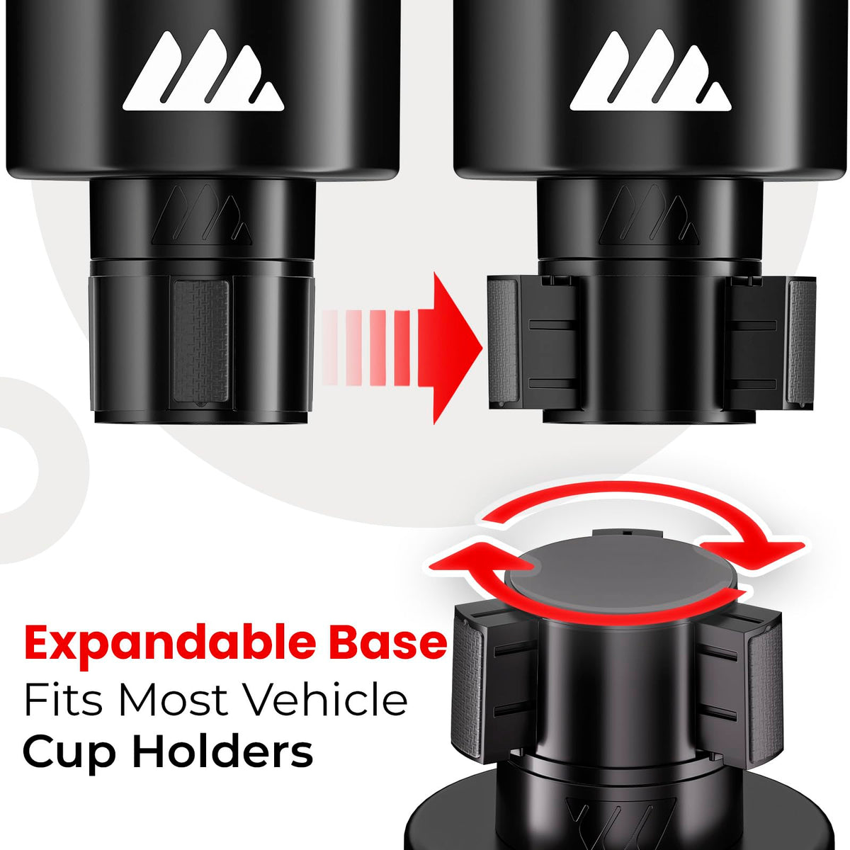 Ultimate Car Cup Holder Expander with Adjustable Base & Organizer (Black / 1pack)
