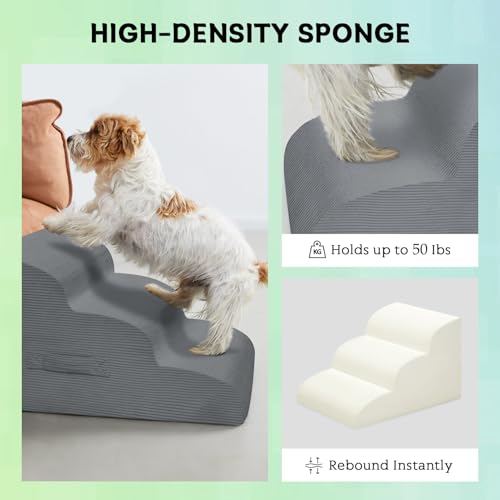 2 Step Dog Stairs Pet Ramp for High Beds (Gray / 2-Step 11.8"H)
