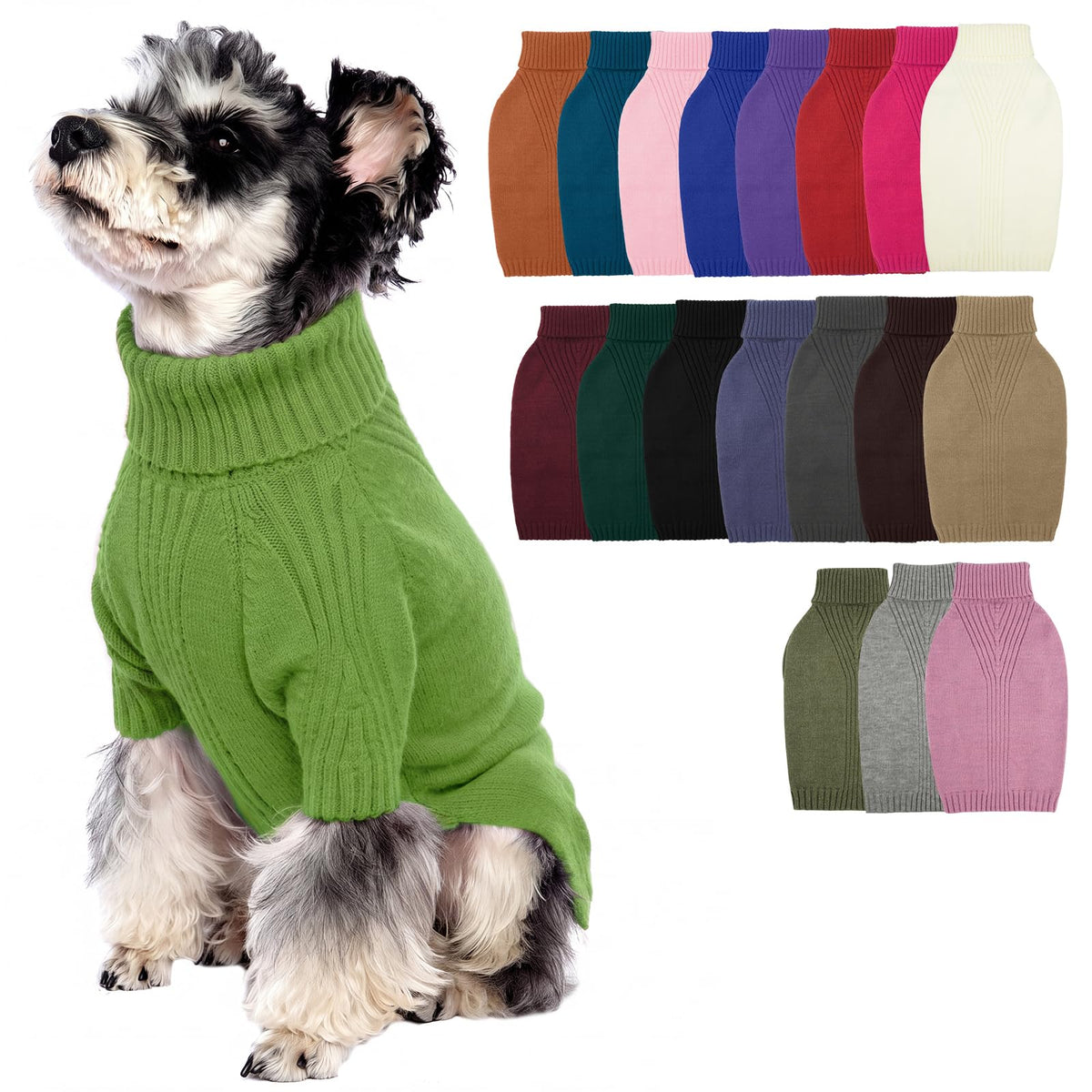 Turtleneck Dog Sweater (Grass Green / Medium)