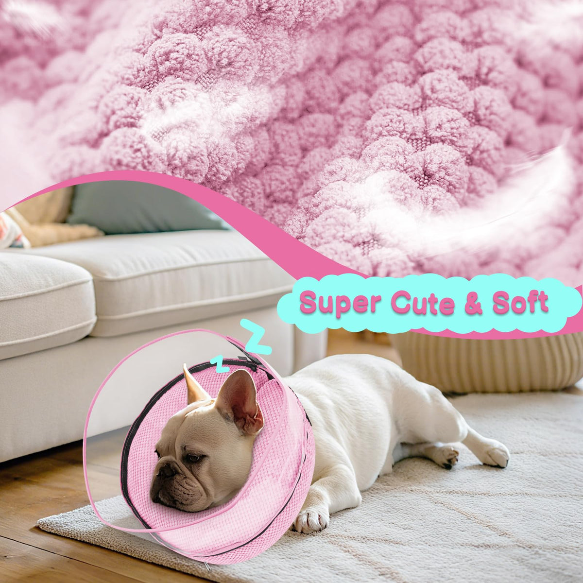 Inflatable Dog Cone with Clear Shield for Added Coverage (Pink / L (Neck: 14"-18"))