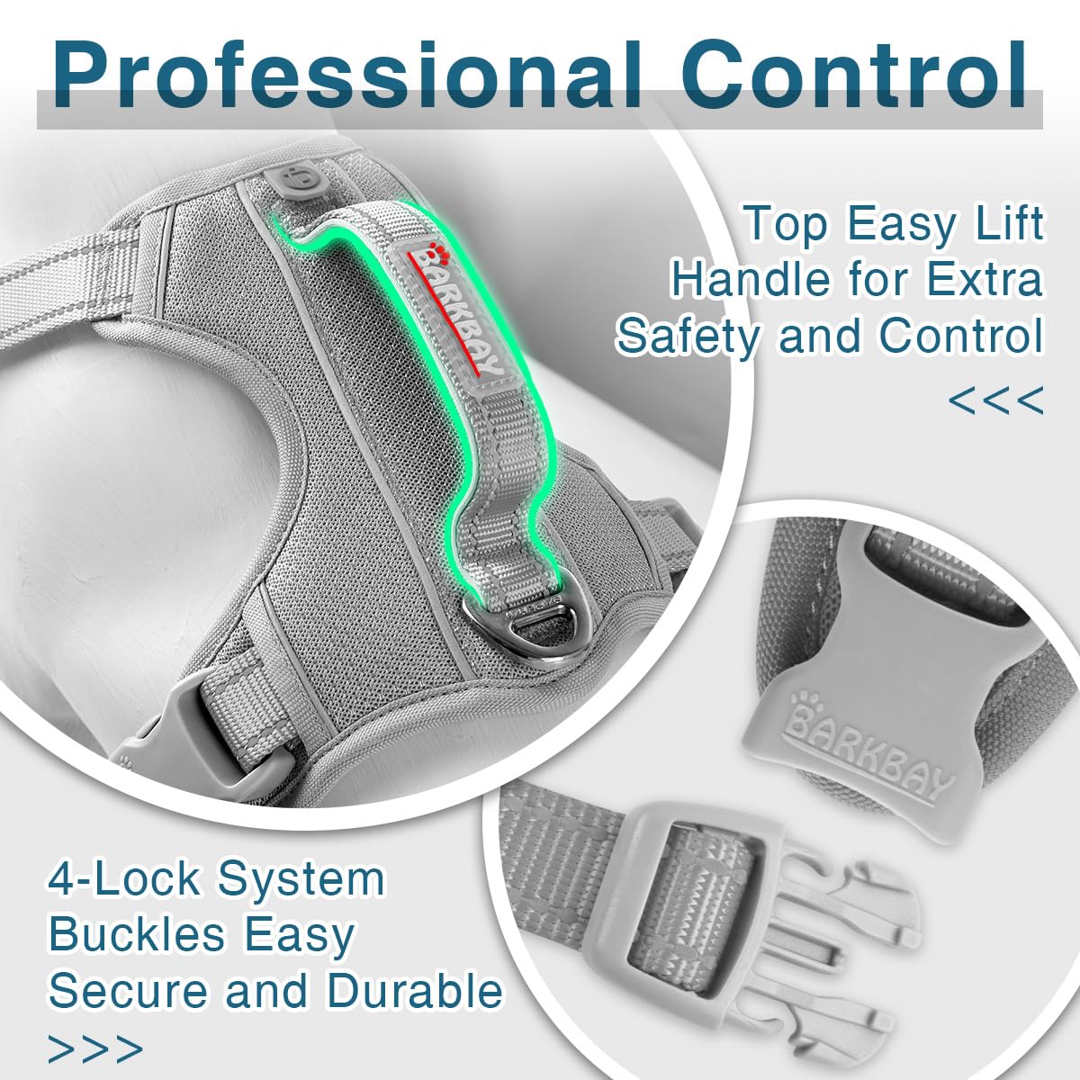 No Pull Dog Harness for Small Sized Dogs (Grey / X-Small(Chest:14.6-19.6”))