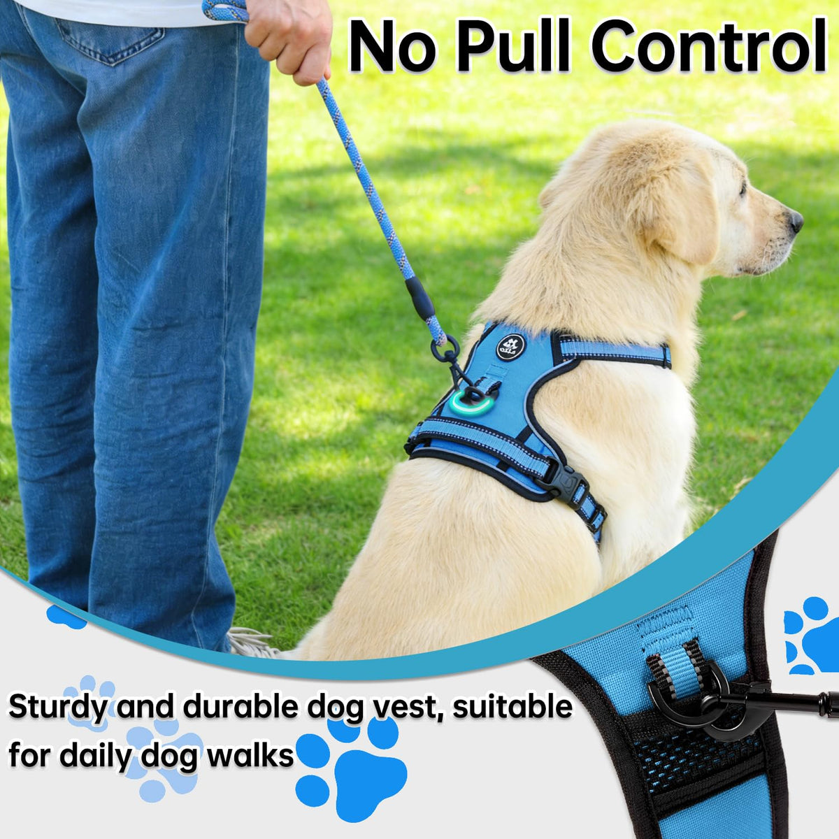 Reflective Dog Harness for Large Dogs (Blue / X-Large)