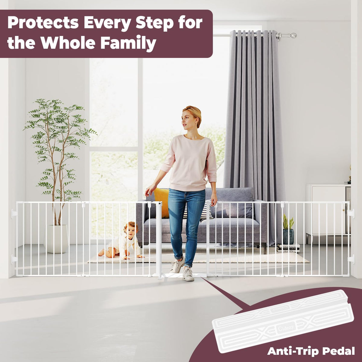 127.5" Wide Configurable Baby Gate for Fireplace Christmas Tree (White / 127.5" Wide)