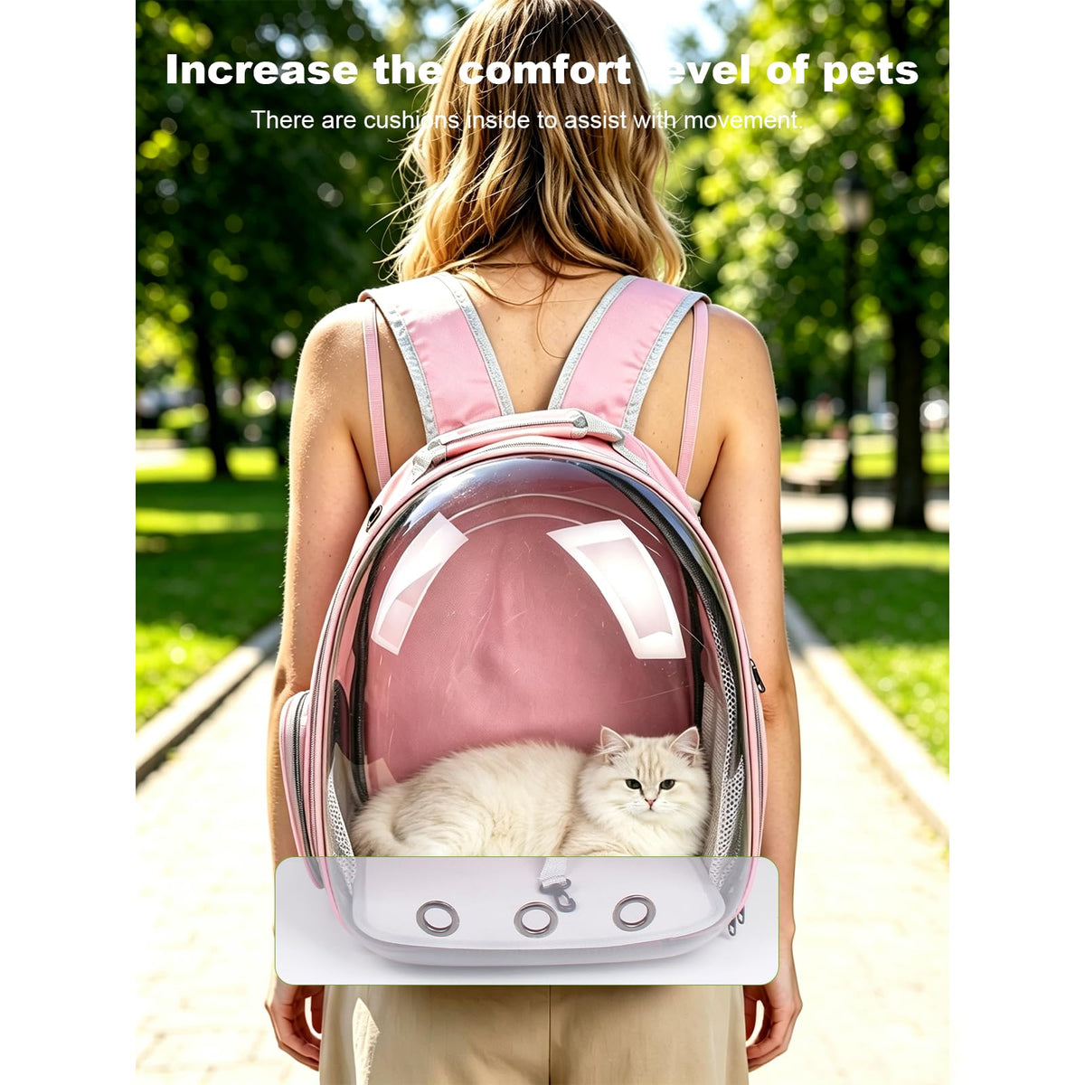 Expandable Pet Backpack 14"×15"×16.5" Cats Dogs Carrier Bag (Pink / 14.0"L x 15.0"W x 16.5"H)