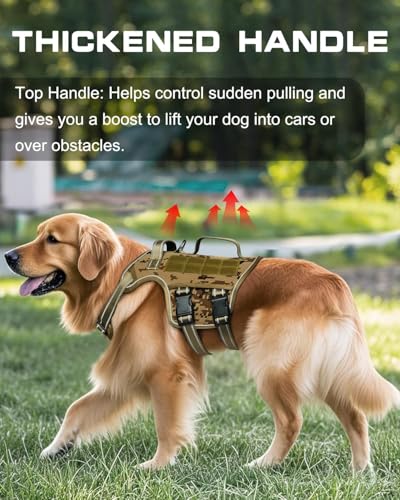 Dog Harness Tactical No Pull for Small Sized Dog with Handle (Desert Camo / S(Neck:16-22",Chest:20-28"),18-35 lbs)