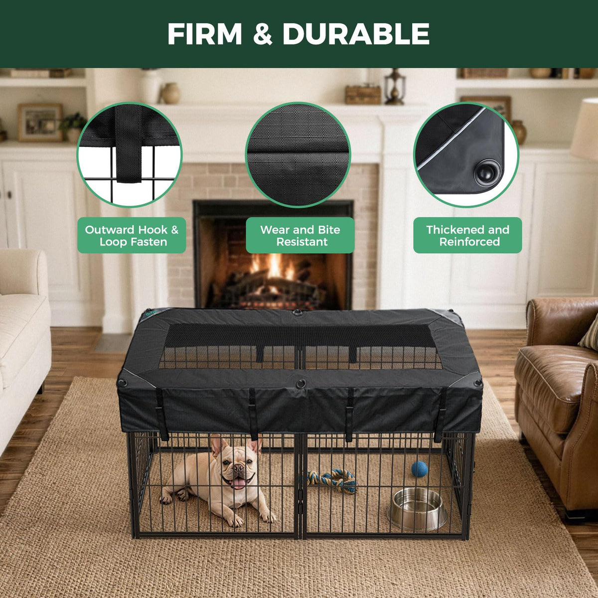Homeplus Indoor Dog Playpen with Mesh Top Cover (Black / 45"H)