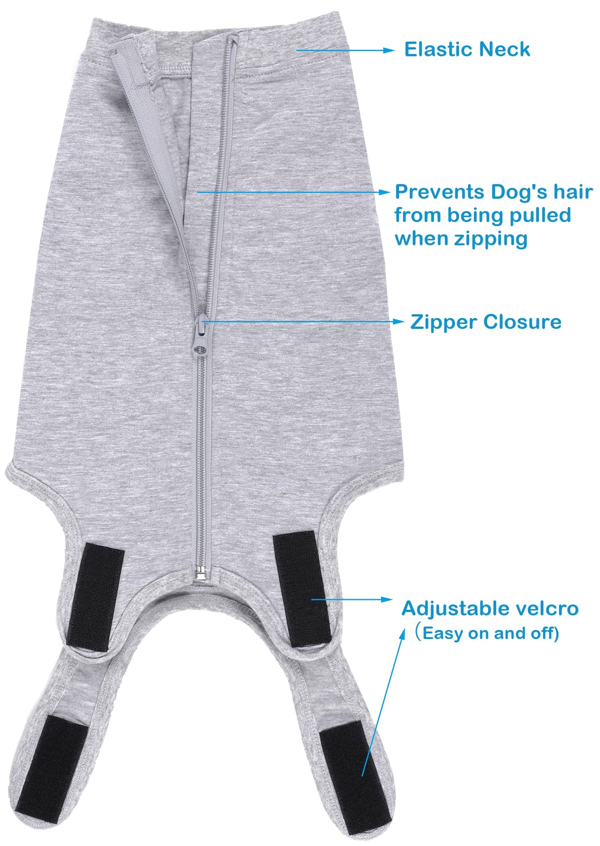 Dog Surgery Recovery Suit (XS(Back 8 - 10" Chest 12 - 14" Weight 4 - 8lb) / Grey)