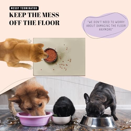 23x16 Waterproof Silicone Dog Food Mat (Sand Beige / 23" x 16")