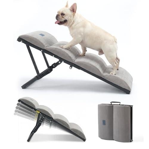 Dog Ramp for Bed Couch Small Large Dogs (Light Gray / S-up to 20"H)