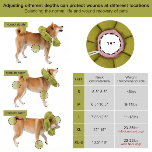Soft Dog Cones for Medium Dogs (XL-Standard / Green Flower)