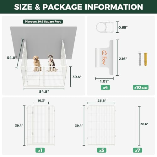Homeplus Indoor Dog Playpen with Fence (White / 40"H)