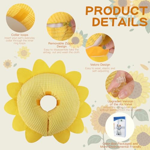 Inflatable Recovery Dog Collar (Sunflower / Large (Neck:14''-17''))