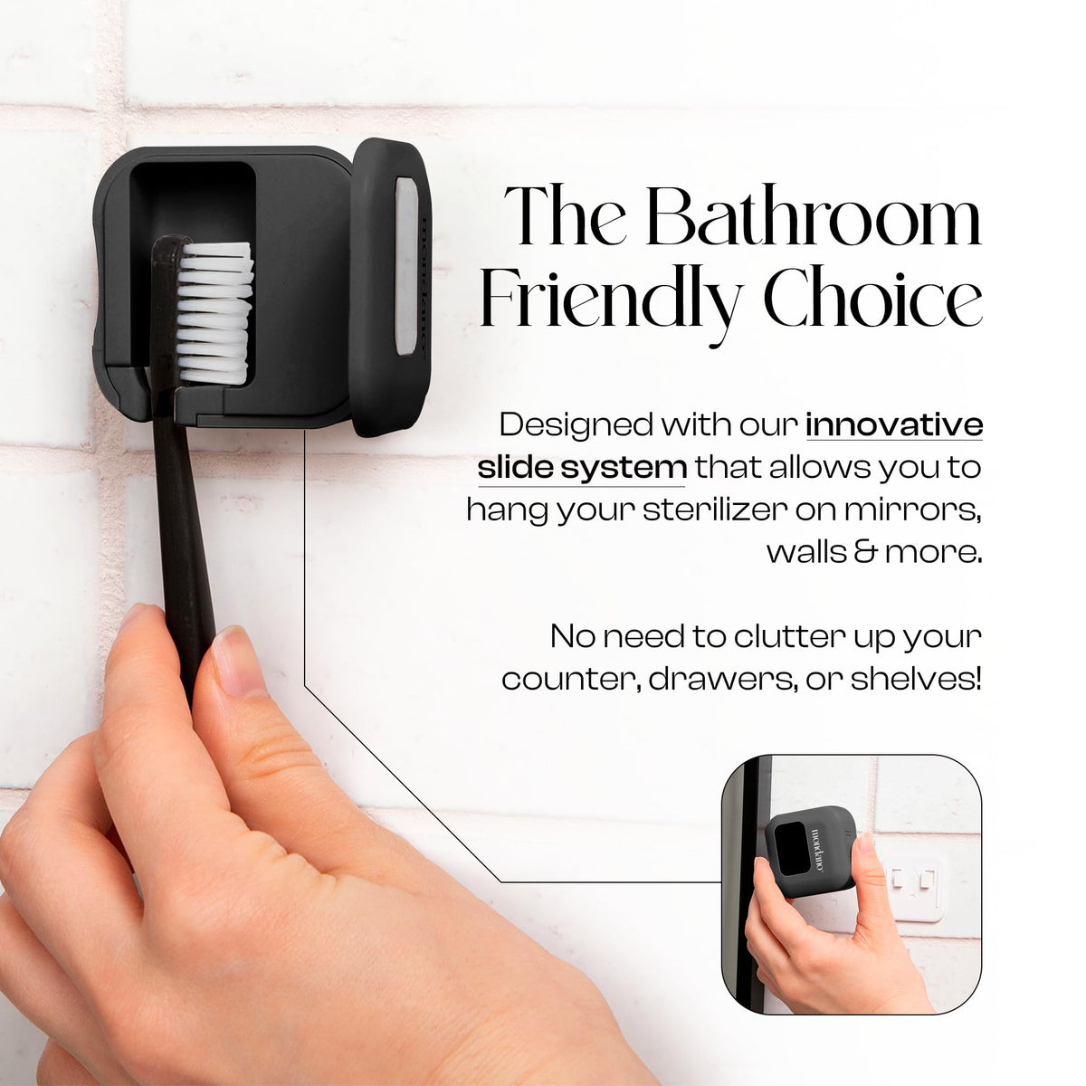 UV C Toothbrush Sanitizer and Holder (Midnight Black)