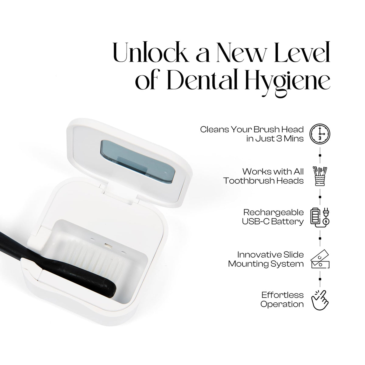 UV C Toothbrush Sanitizer and Holder (Frost White)