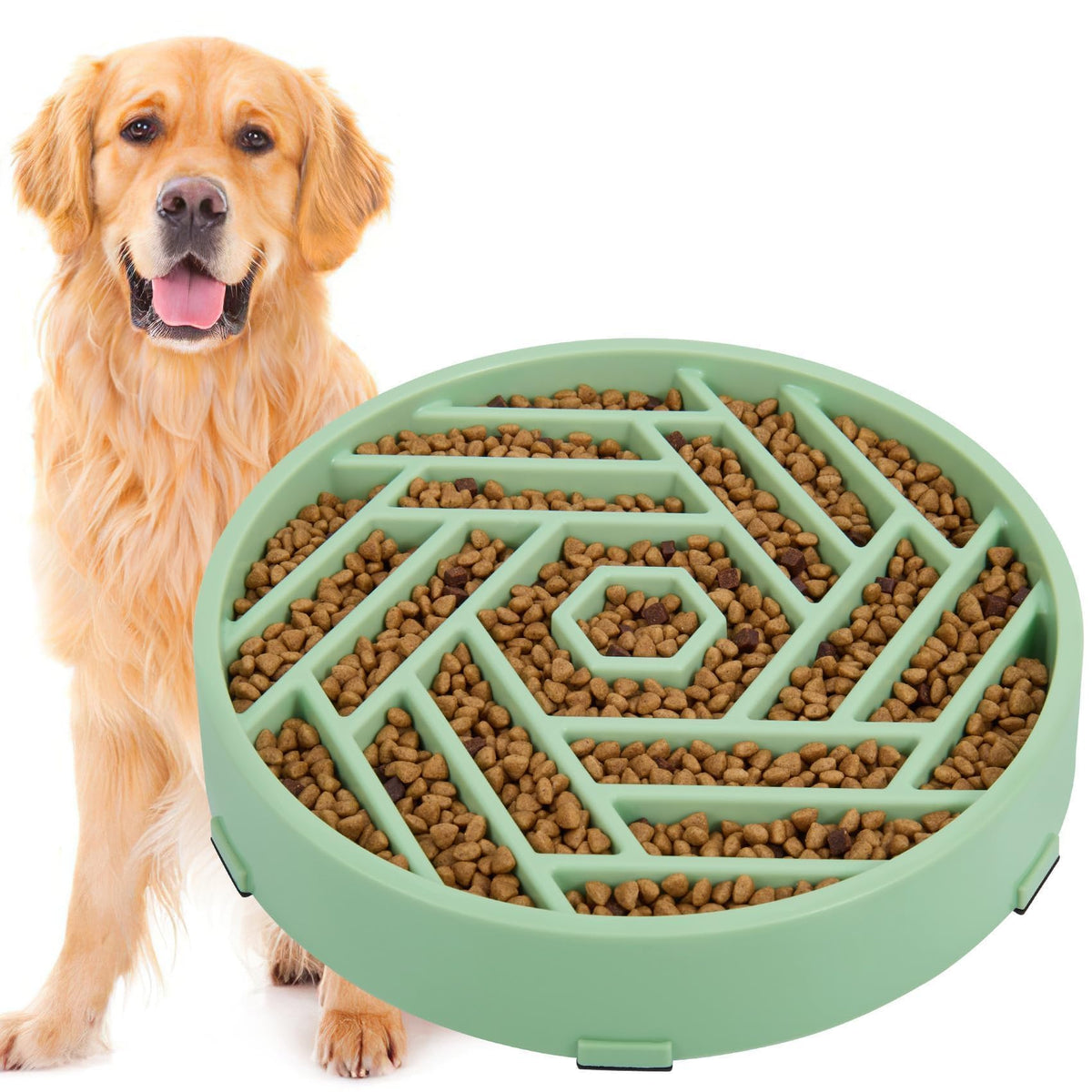 Slow Feeder Dog Bowls Large Medium Breed (Bean Green)