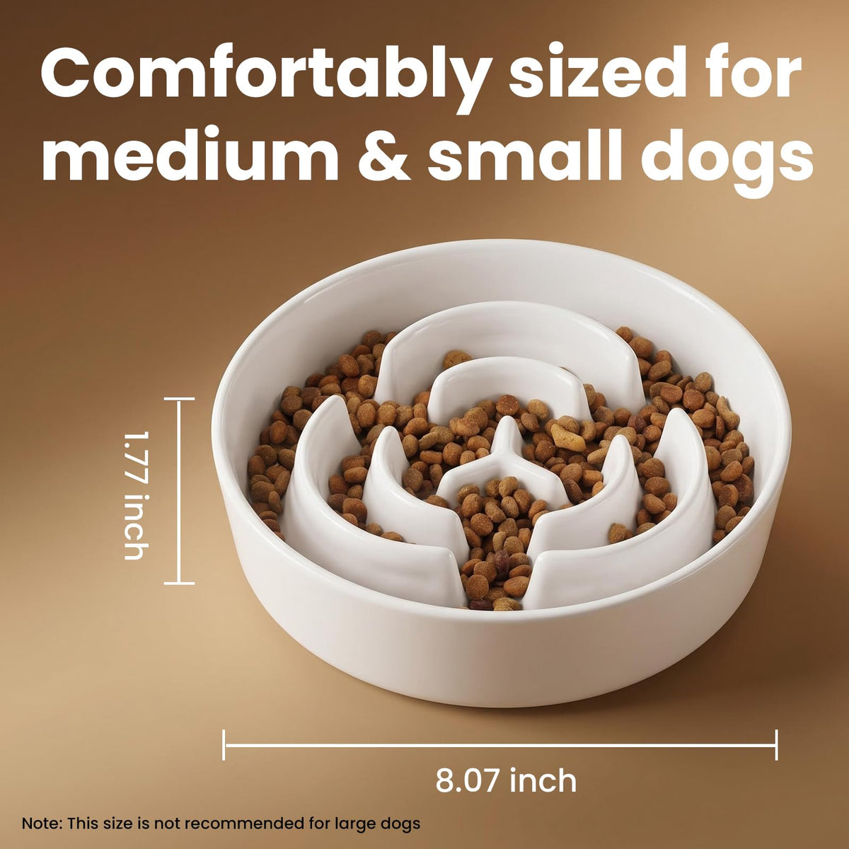2 Pack Ceramic Slow Feeder Dog Bowls 1.6 Cups for Medium & Small Fast Eater (White + White / 2 Pack M - 1.6 Cups)
