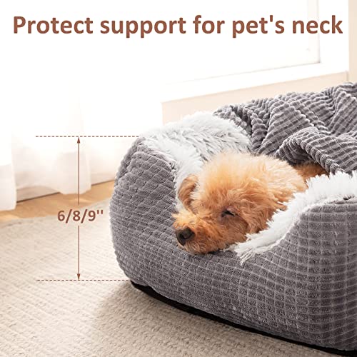Dog Beds for Small Medium Dogs with Hooded Attached (25.0"L x 21.0"W x 8.0"Th)