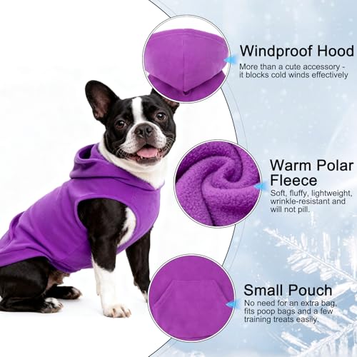 Fleece Dog Hoodie with Pouch (Small / Purple)