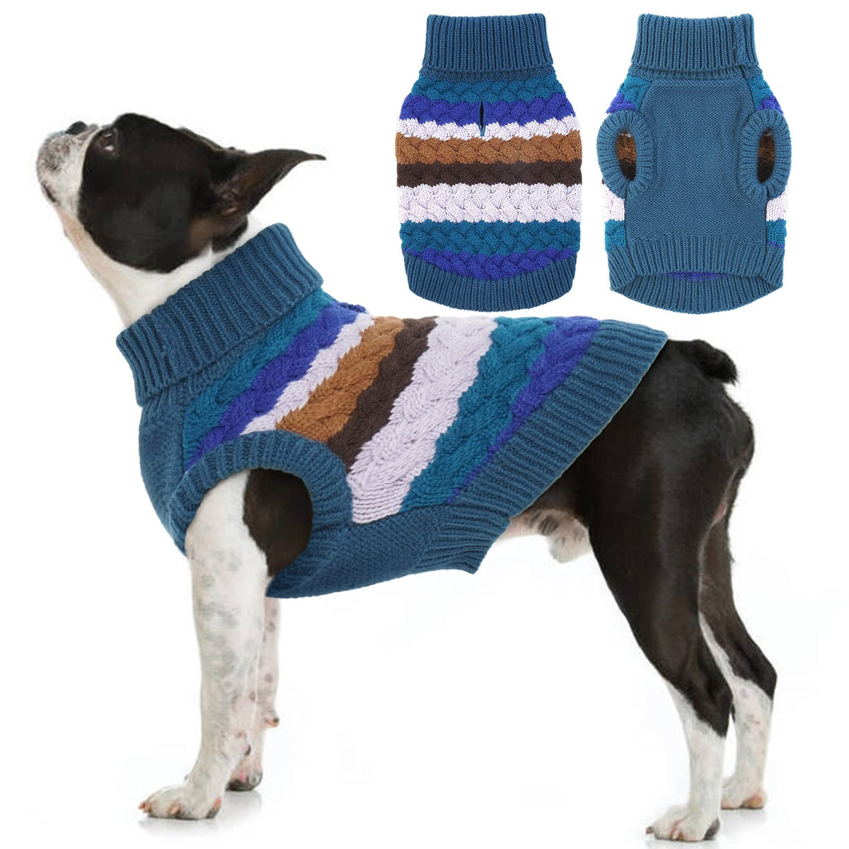 Dog Sweater Large Sweaters for Dogs Warm Dog Knitwear (Large (Chest: 18.9''; Weight: 13 - 16LB) / Blue)