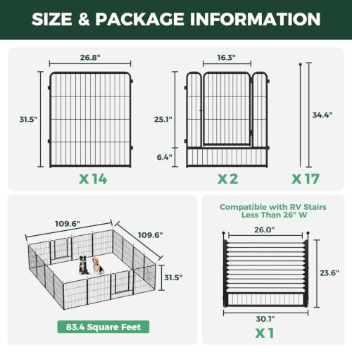 Rollick Dog Playpen with RV Step Grid for RV Camping (Black / 32"H)