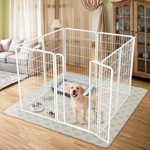 Homeplus Indoor Dog Playpen with Washable Pee Pad (White / 45"H)