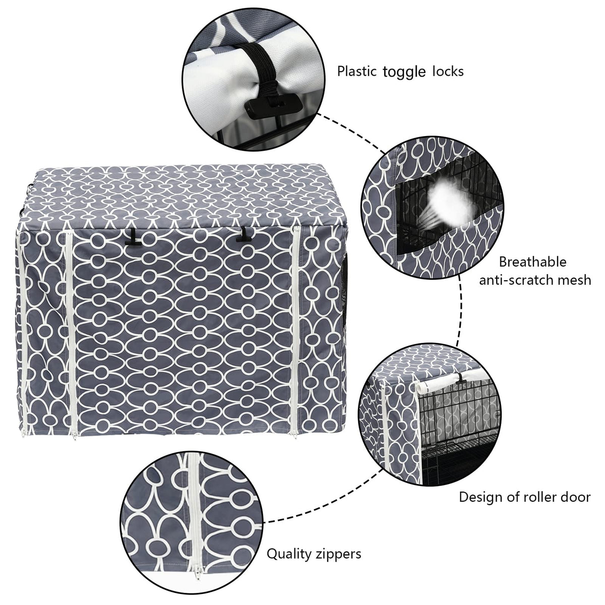 Dog Crate Cover Durable Polyester Pet Kennel Cover Universal Fit for Wire Dog Crate (36.0"L x 23.0"W x 25.0"H / Gray)