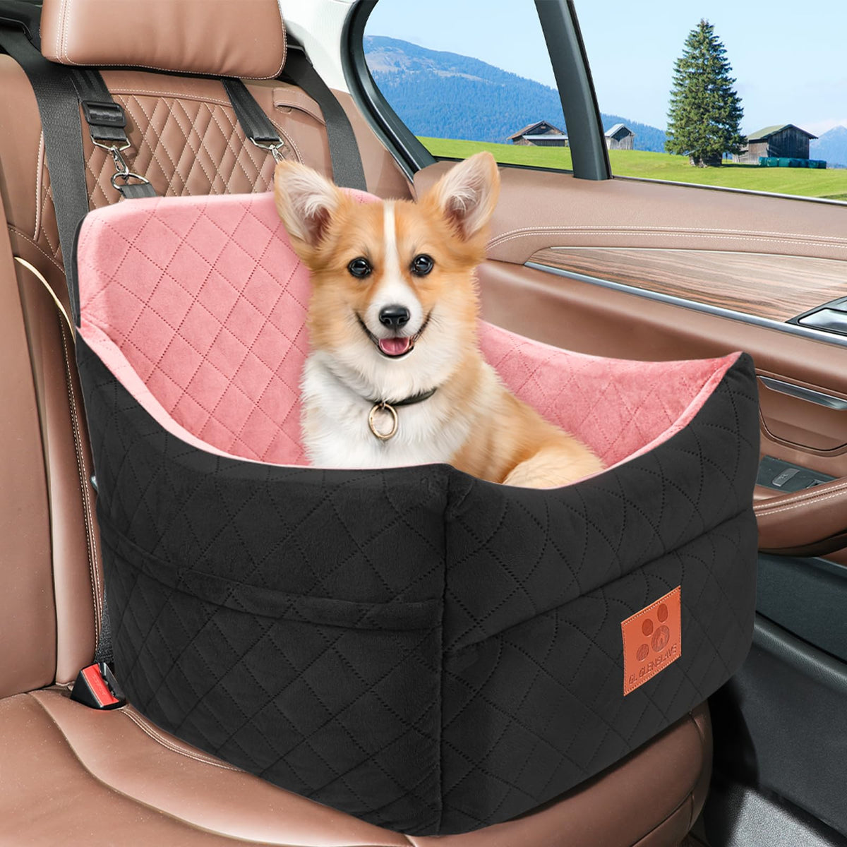 Dog Car Seat for Small (Black/Pink)