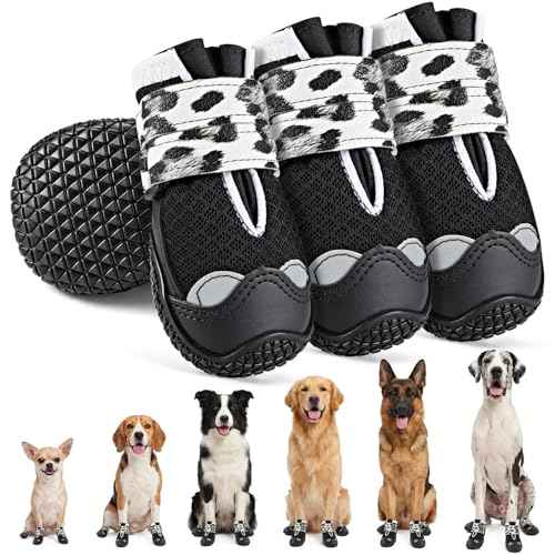 Dog Shoes for Large Small Medium Dogs (Black White / #4 (Width 2.2 inch) for 33-44 lbs)