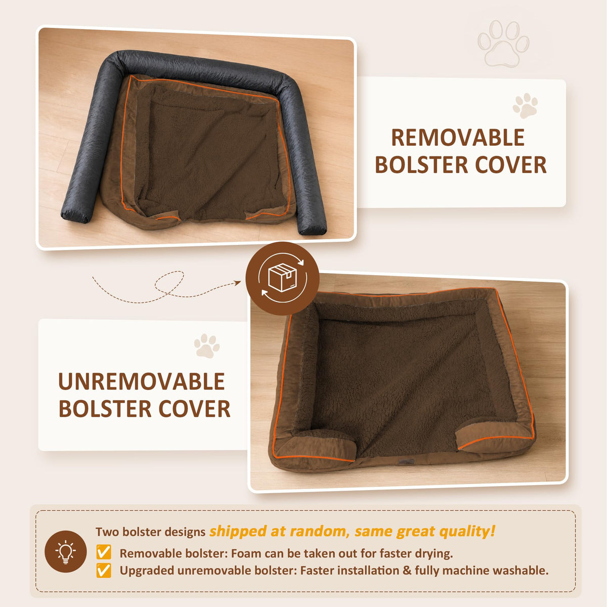 Waterproof Orthopedic Dog Beds for Large Sized Dog (38.0"L x 25.0"W x 7.0"Th / Chocolate Brown)