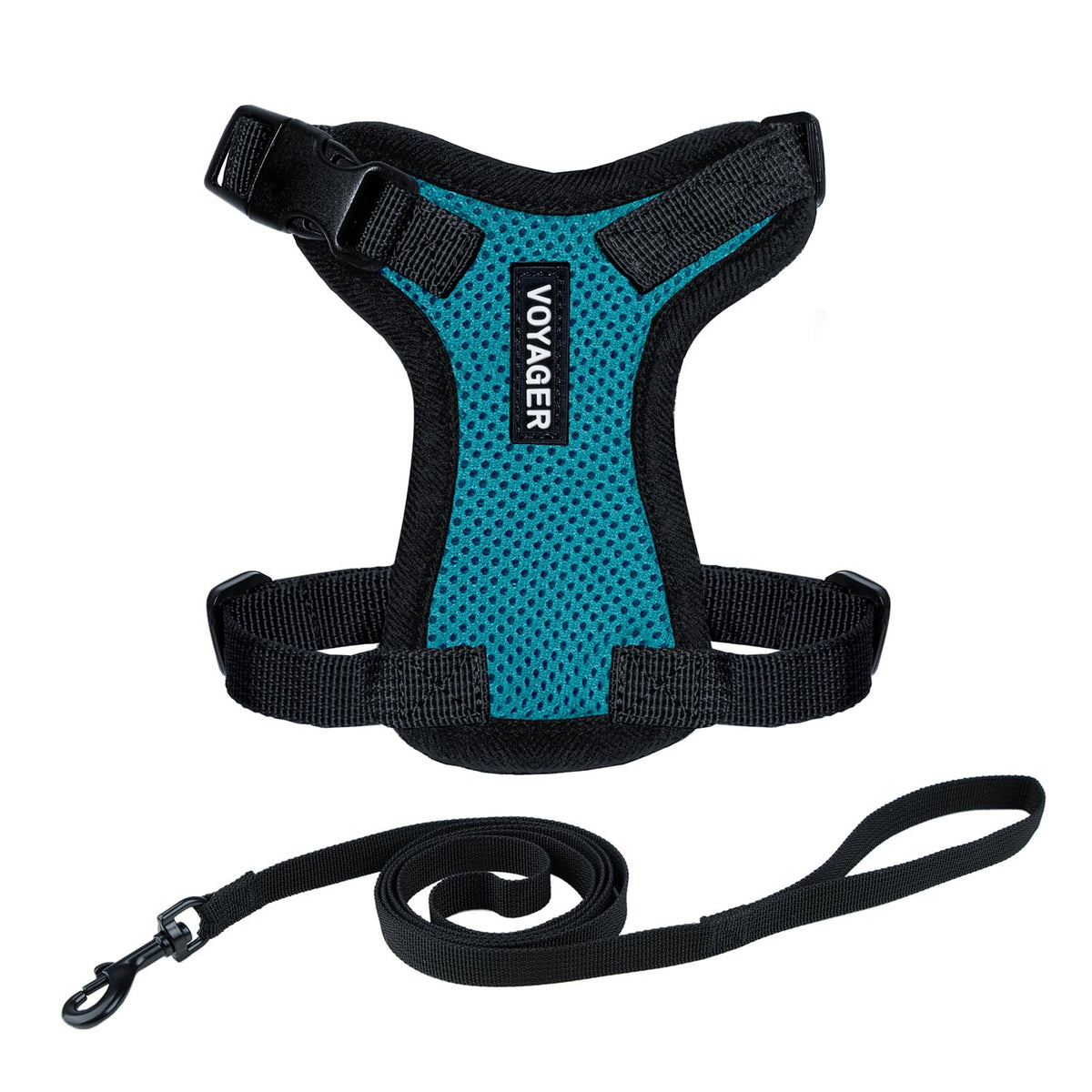 Voyager Step in Lock Cat Harness & Leash Set (Turquoise/Black Trim / XXXS (Chest: 10.5 - 13"))