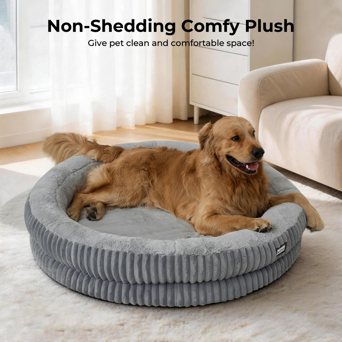 Donut Dog Bed (43.0"L x 43.0"W x 8"Th / Grey)