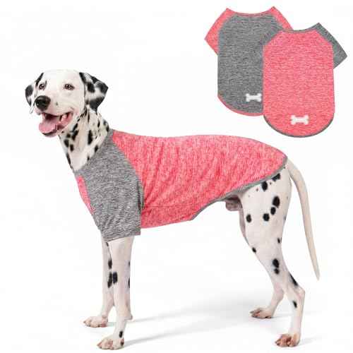 2Pack Dog Shirt for Large Dogs Sun Protection Tank Top with Sleeves (XX-Large (40-55lbs) / 5# 2Pack(Coral Red+Grey))