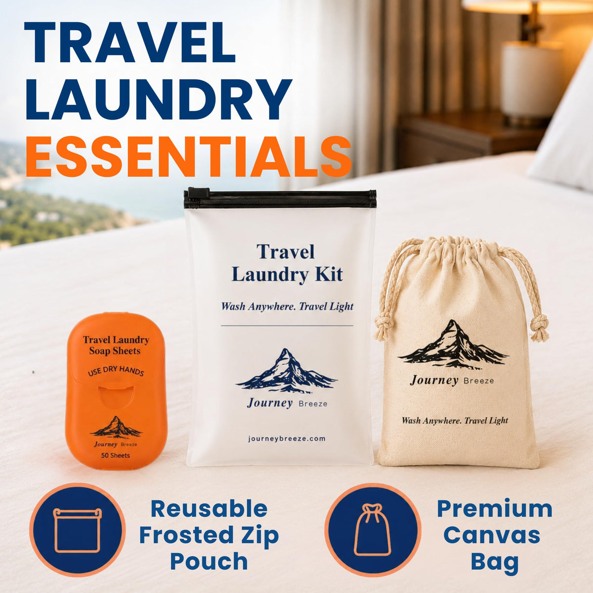 Travel Laundry Detergent Sheets 50 Pack (Pocket Sheets (50) + Canvas Bag)