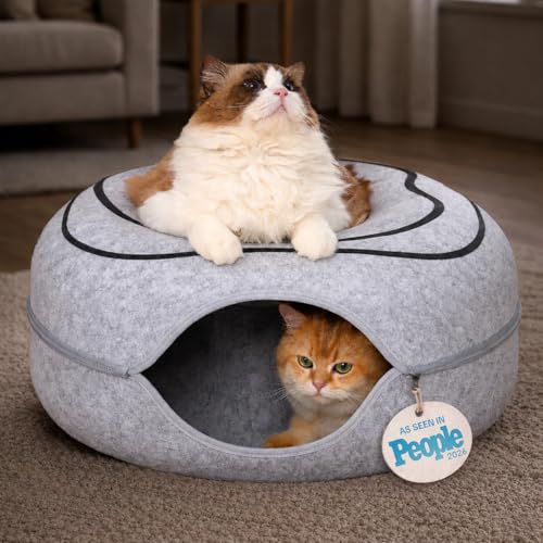Peekaboo Cat Cave Donut (Light Gray)