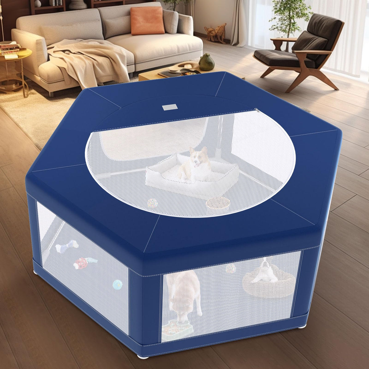 45x45 Inches Hexagonal Type Puppy Playpen (Blue / 45x45 IN Hexagonal)