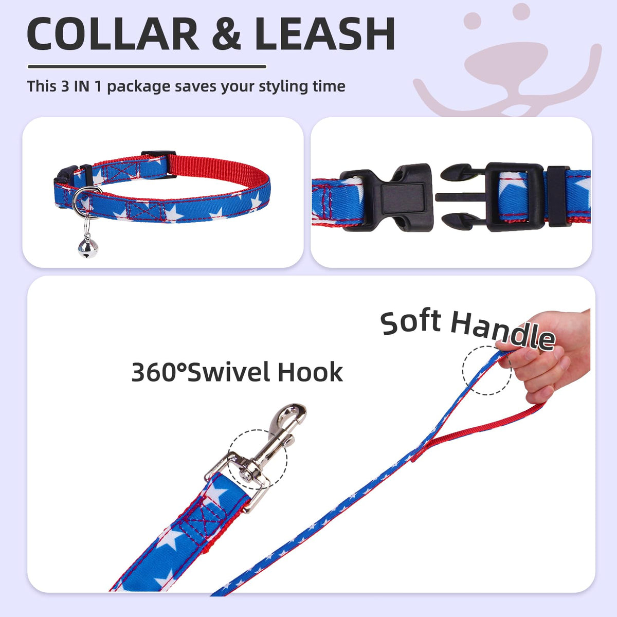 Dog Harness Collar and Leash Set No Pull for Small Medium Sized (Deep Blue / S (CHEST 14.5"-16"))