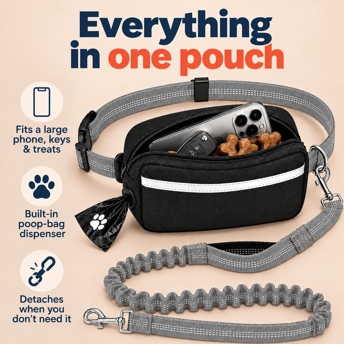 Dog Running Leash Hands Free (Silver)