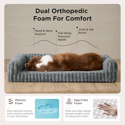ComfyFleece® Memory Foam Orthopedic Dog Beds Large Sized Dog 35" (Camel Brown / 35.0"l X 25.0"w X 7"th)
