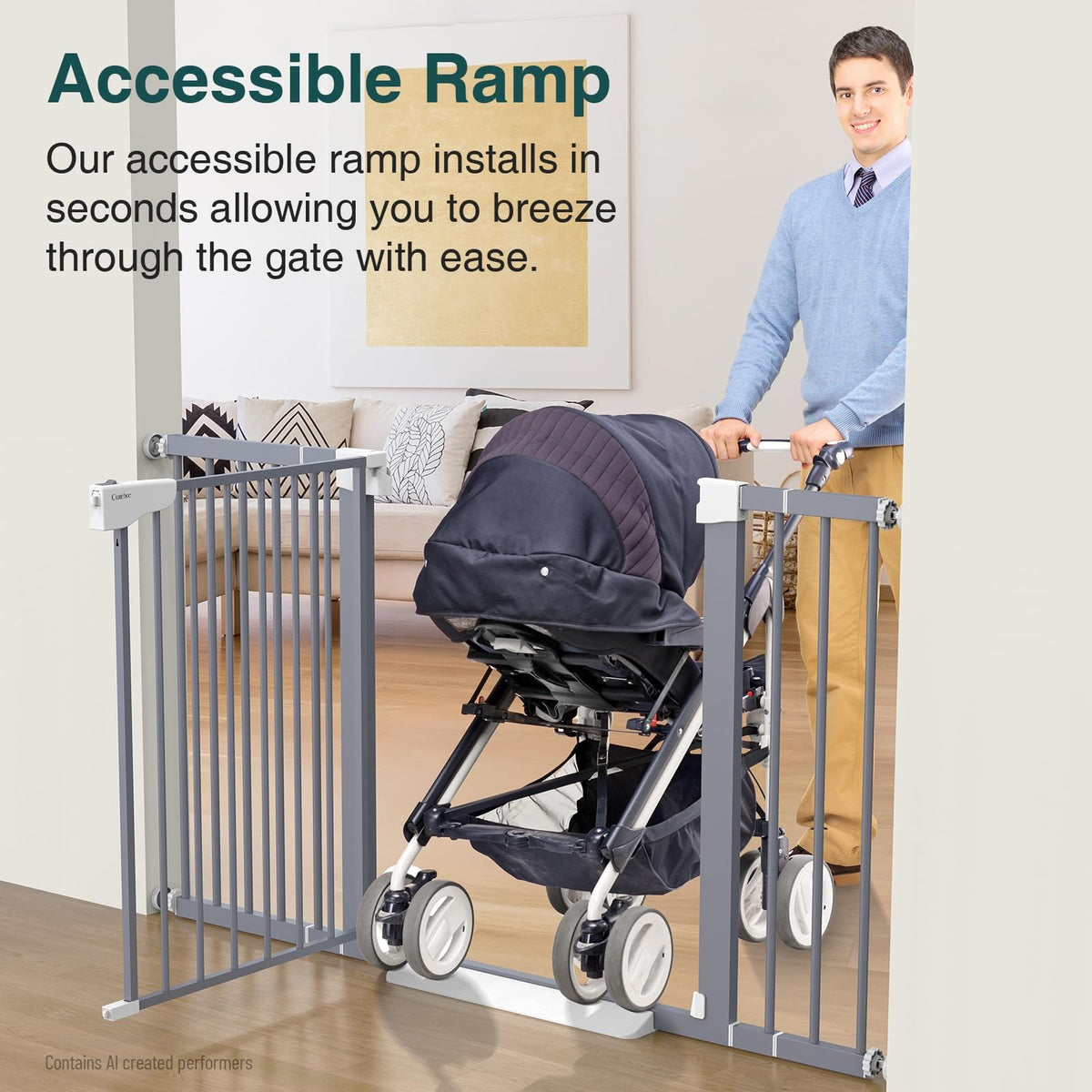 29.7 54.2" Wide Baby Gate (Gray / 29.7"-54.2" W x 30.5" H)