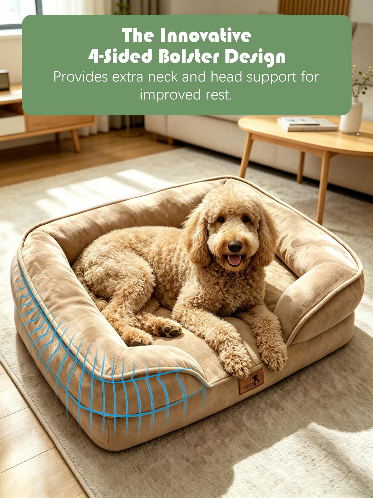 Orthopedic Dog Bed with Sides (38.0"L x 28.0"W x 6.5"Th / Brown)