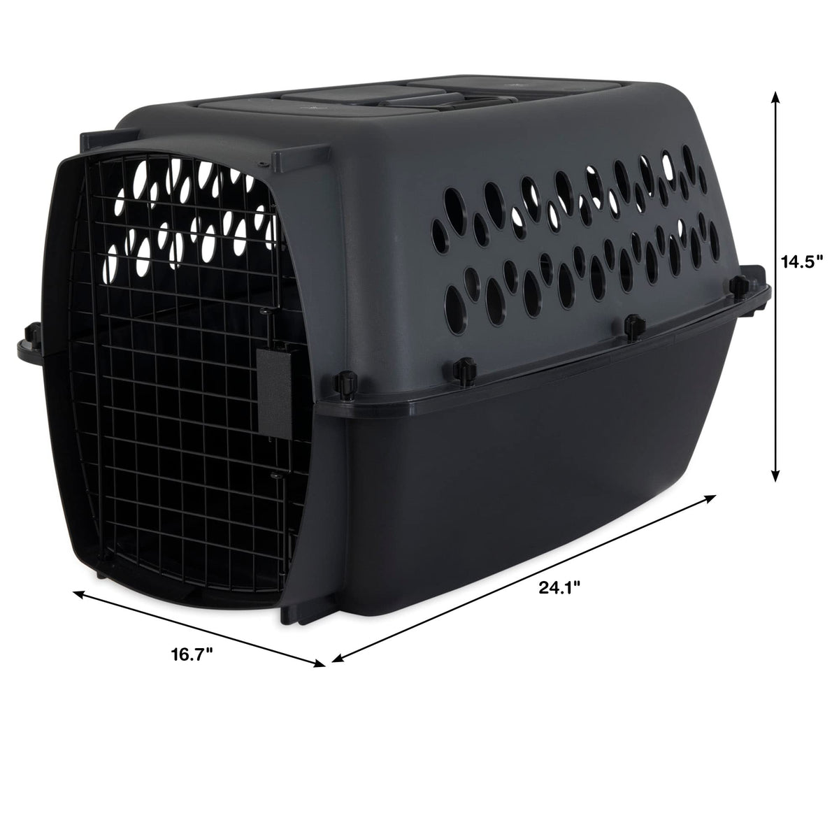 Pet Porter Dog Kennel 24" (24.1"L x 16.7"W x 14.5"H / Dark Gray & Black)