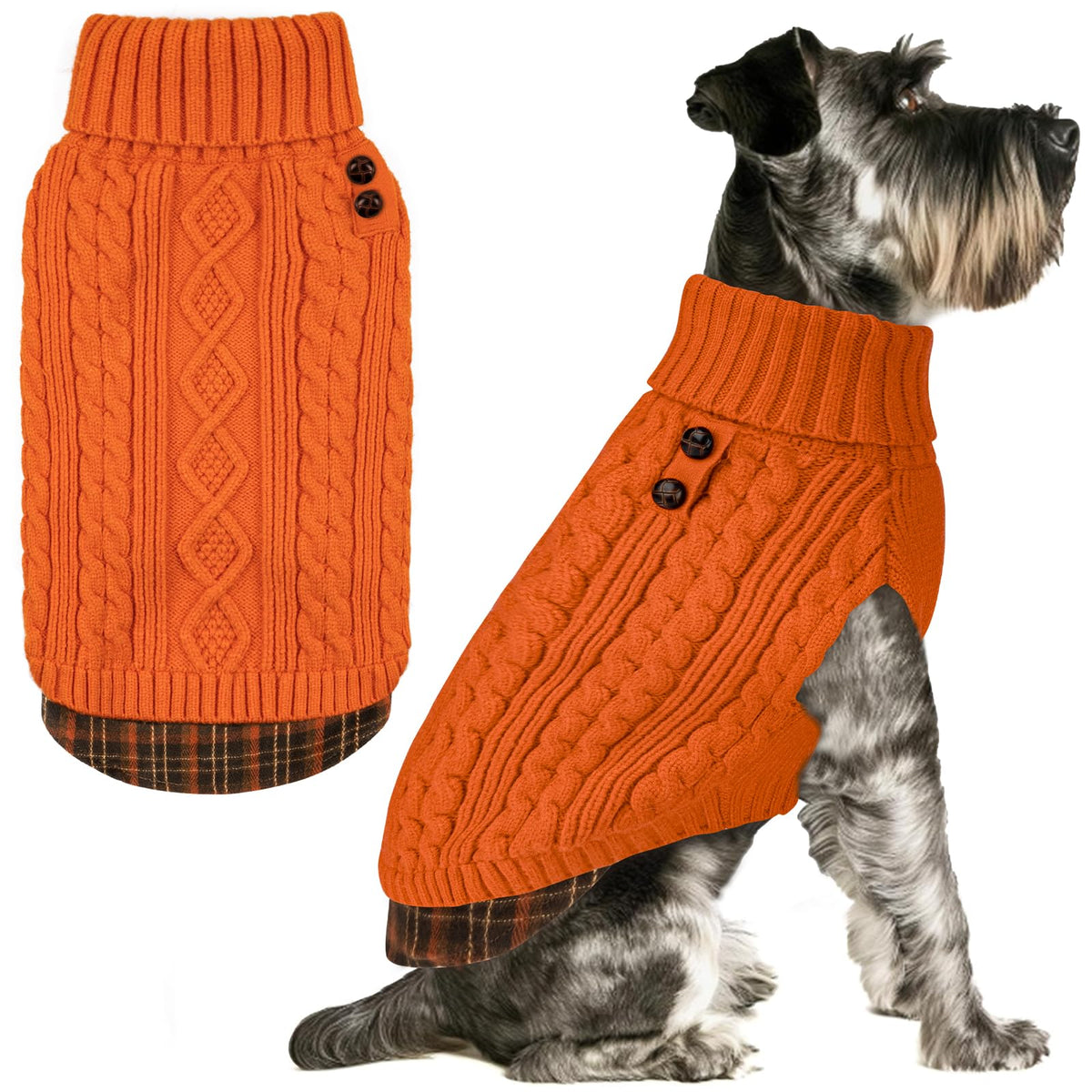 Dog Sweater for Small Dogs Turtleneck Thick Knit Pullover (Medium (7-13lbs) / 7# Orange)