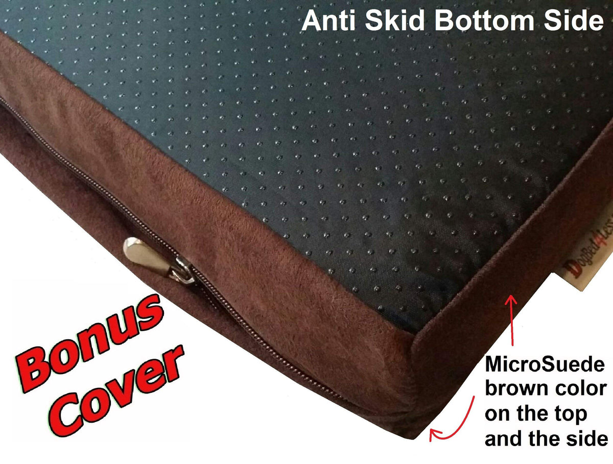 Orthopedic Small Medium Cool Memory Foam Pet Dog Bed (35X20X4 Inch Small Medium / MicroSuede in Khaki)