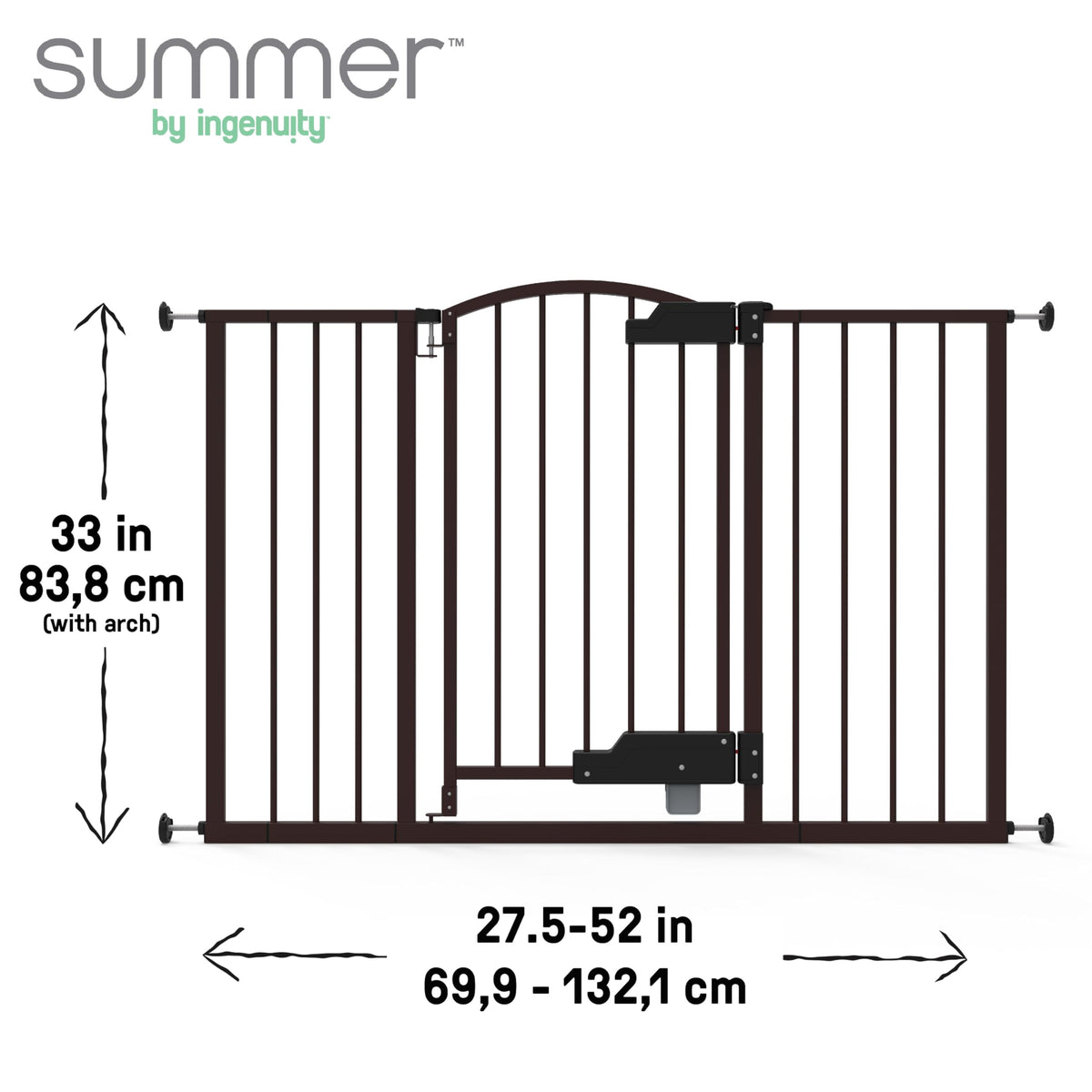 Easy Open Baby Gate & Dog Gate (Espresso - Easy Open / 27.5"-52" W x 28" H)