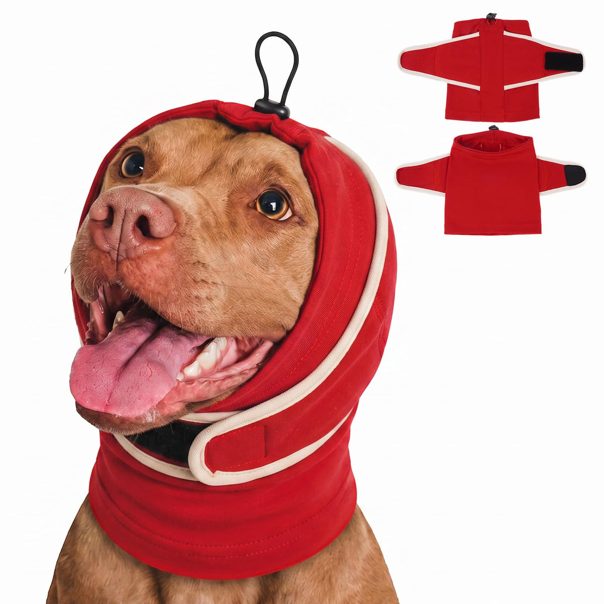 Dog Ear Cover for Anxiety Relief (Red / Large (15.7"/40cm Neck Girth))